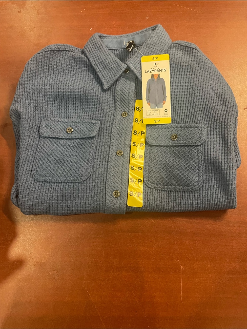 LAZYPANTS Women's Slate Blue Waffle-Knit Utility Jacket